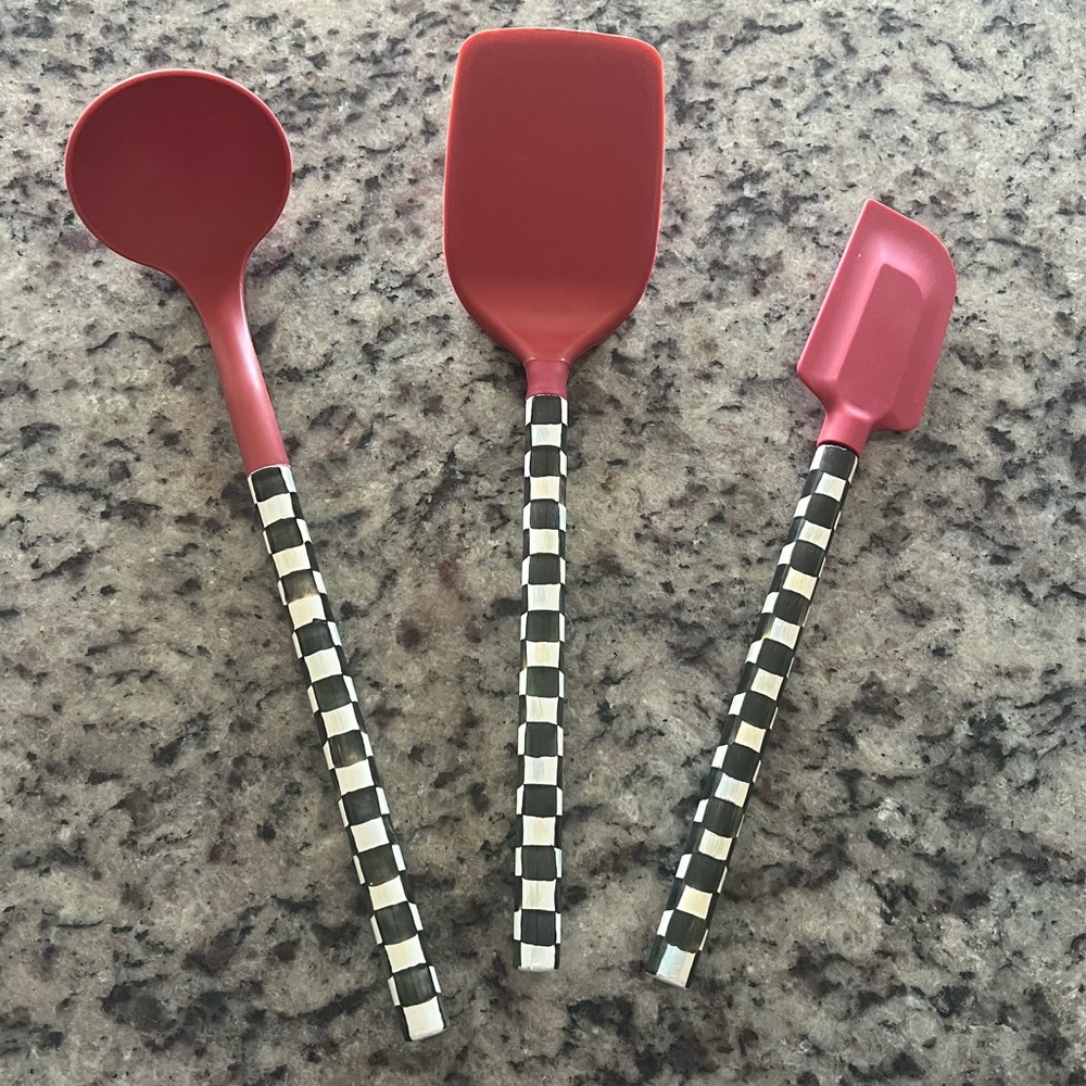 Mackenzie-Childs Utensils Set of 3. Fair used condition. One w/ chip. RETIRED!